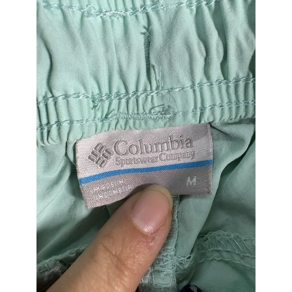 Columbia PFG Shorts Women Medium Bright Light Blue Mid Rise Fishing Hiking - Picture 2 of 9